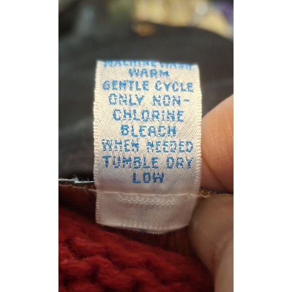 Vintage Bravo Red Christmas Sweater Medium Snowmen & Trees Graphic Knit 100% Acr - Picture 7 of 7